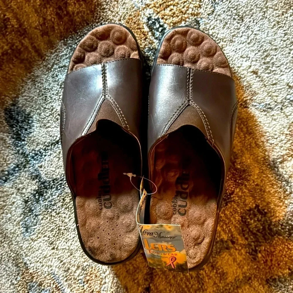 Cobbie Cuddlers Womens Brown Clog Shoe Shoes Ultra Massage Leather 8M EU 39‎